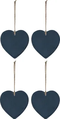 Produktbild von 4er Set Schiefertafel Herz 12x12cm Schieferplatte Memotafel Türschild Dekohänger