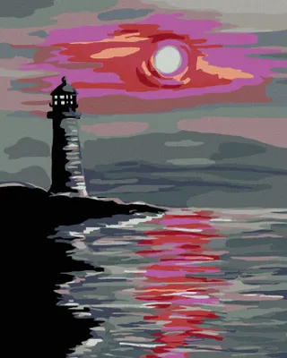 Immagine prodotto di Zuty - Dipingere con i numeri - FARO AL TRAMONTO, 40x50 cm, senza cornice e senza tela