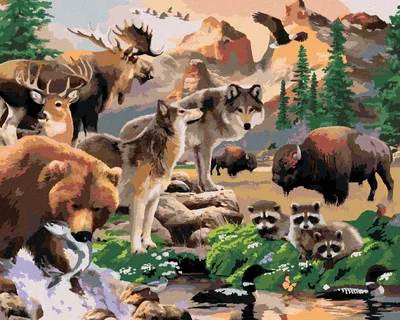 Produktbild von Zuty - Malen nach Zahlen - WILDE TIERE IM TAL (HOWARD ROBINSON), 40x50 cm, mit Keilrahmen (bereits gespannt)