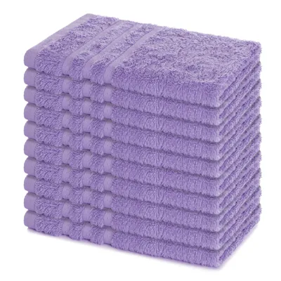 Produktbild von Lavea® 10er Set Gästehandtücher 30x50 cm, Weiche & Saugstarke Gästetücher aus 100% Baumwolle, Frottierserie Elena, Waschbar 60°C – Lavendel