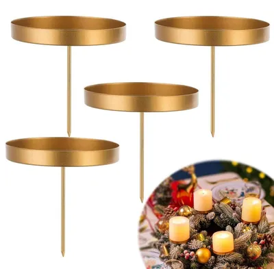 Image de Support pour bougies d'Avent, lot de 4, métal doré, 8 cm, pour bougies chauffe-plat
