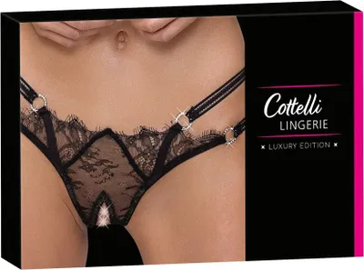 Zdjęcie produktu dla Cottelli LINGERIE Stringi koronkowe z ozdobnymi dżetami M/L