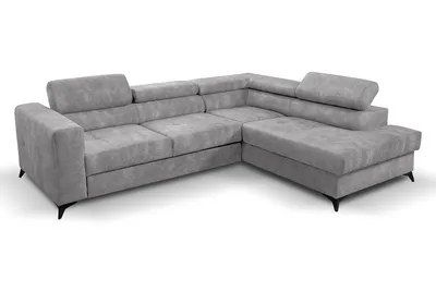 Produktbild von Ecksofa Palermo L-Form rechts mit Schlaffunktion Bettkasten 267 cm Lieferung bis in die Wohnung Wohnzimmer (Farbe: Sally 07 - hellgrau)