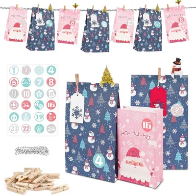Produktbild von Adventskalender Kinder Groß XXL Geschenktüten Basteln Weihnachtskarten 24-PC