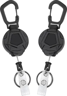 Produktbild von 2er Schlüsselrolle Schlüsselanhänger Ausziehbar Schlüsselband mit Stahlseil Einziehbarer Kartenhalter Ausweis Clip Schlüssel Zipper  Ski Karten Halter für Hose Gürtel