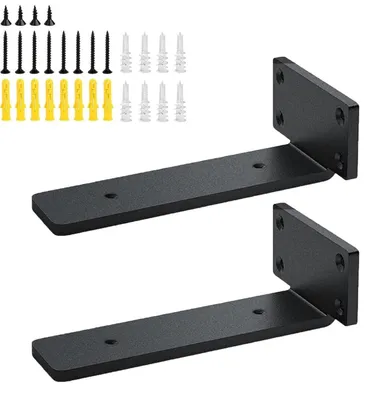 Image de 2 supports de fixation pour étagères, charge lourde, 15,5 cm, capacité de 45 kg, en acier, épaisseur 5 mm