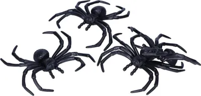 Immagine prodotto di ragni neri per la decorazione di Halloween 4 pezzi.