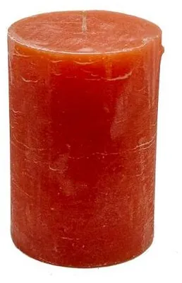 Immagine prodotto di Candela decorativa Stumpenkerze, diametro 10 cm, altezza 15 cm, colore arancione, durata di circa 120 ore.
