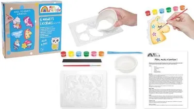 Produktbild von Magnete Bastelset Einhorn , Gipsformen zum Bemalen , Kreativset ab 5 Jahren , Main d'Artiste
