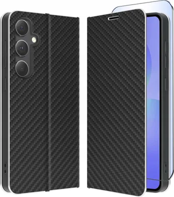 Imagen del producto de Funda para Samsung A56 5G, tipo cartera, con protección de pantalla de vidrio, diseño clásico
