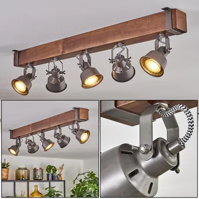Produktbild von Villanuova Deckenlampe aus Metall/Holz in Grau/Dunkelbraun