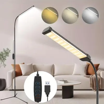 Produktbild von LED Stehlampe Dimmbar 3 Farbtemperaturen Stehleuchte Einstellbare Schwanenhals Leselampe für Arbeitszimmer, Wohnzimmer, Schlafzimmer, Büro