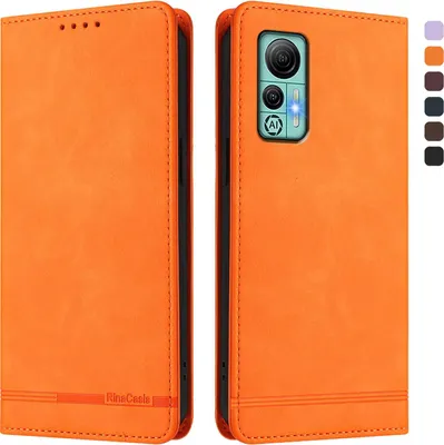 Obrázek produktu pro Pouzdro pro Ulefone Note 14, retroPolyuretankožené flip pouzdro s stojánkem a přihrádkami na karty Pomerančový