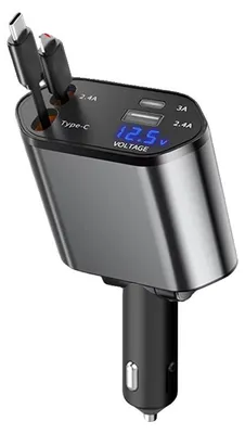 Productafbeelding van Autolader, 120W snelladen, telescopisch ontwerp, 4-in-1