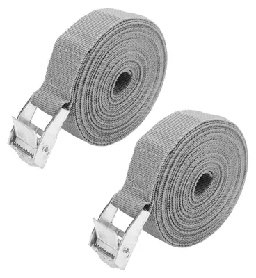 Productafbeelding van 2 spanbanden, 4 meter lang, grijs, van zinklegering. Ratelspanbanden voor vrachtwagens, auto's en bagage
