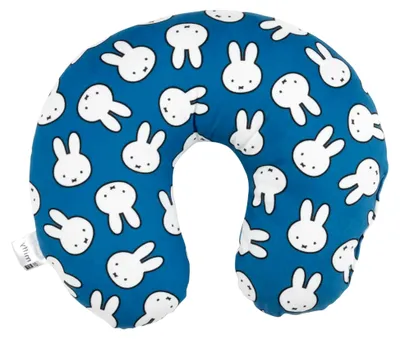 Produktbild von Miffy - Reise Nackenkissen Hase Allover bequemes Reisekissen Nackenhörnchen Auto Flugzeug Blau