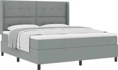 Zdjęcie produktu dla Łóżko sprężynowe z materacem Jasnoszary 200 x 180 cm tkanina