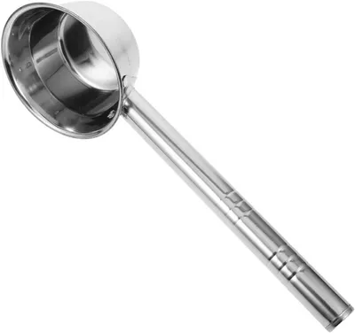 Produktbild von Wasserkelle aus Edelstahl mit ergonomischem langem Griff und flachem Boden, 14 cm Küchenkelle für Garten und Küche mit sicherem Halt