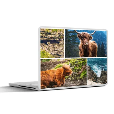Produktbild von MuchoWow® Laptop Aufkleber Sticker Cover Schottische Highlander - Collage - Landschaft 32.5x23.5 cm - Sticker für Laptop - Selbstklebend