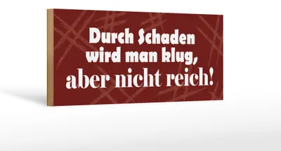 Produktbild von Holzschild Spruch 27x10cm Durch Schaden wird man klug