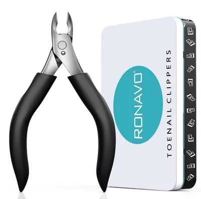 Image de Coupe-ongles pour ongles épais et incarnés – Acier inoxydable, ouverture extra large, manche long, noir