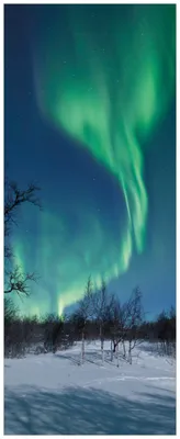 Produktbild von Wallario Premium Glasbild, freischwebende Optik, kräftige Farben, Größe 80 x 32 cm Motiv Polarlicht in Schweden
