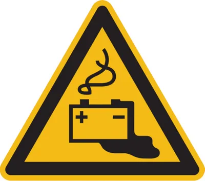 Produktbild von Dreifke® Aufkleber Warnschild, Warnung vor Gefahren durch Batterien W026 | 10...
