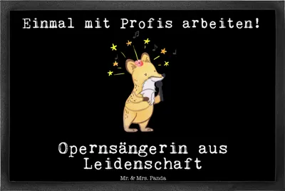 Produktbild von Mr. & Mrs. Panda Schmutzfangmatte Opernsängerin Leidenschaft 40 x 60 cm - Schwarz - Geschenk, Sauberlaufmatte, Fussmatte, Outdoor-Matte, fußmatte, Gummimatte