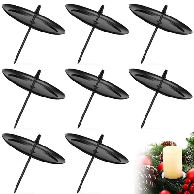 8 Kerzenhalter für Adventskranz, 6 cm, schwarz, Metall