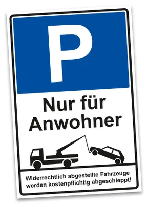 Produktbild von Aluminium Hinweisschild 20 x 30 cm – Wetterfest & UV-beständig – Schild für Innen- und Außenbereich – Motiv: PArkplatz Anwohner RV015-16