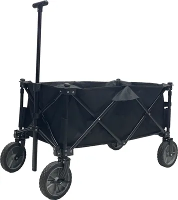Produktbild von Zusammenklappbarer Bollerwagen – drehbare Vollräder – Bodenplatte – stabiles Gestell – 80 kg max