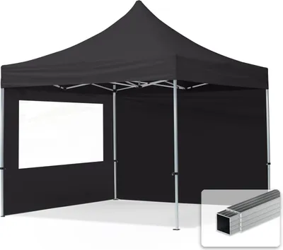 Produktbild von TOOLPORT 3x3m Aluminium Faltpavillon, inkl. 2 Seitenteile, schwarz