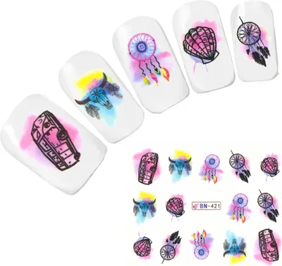 Produktbild von Tattoo Nail Art Traumfänger Feder Muschel Aufkleber Nagel Sticker