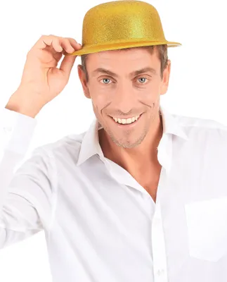 Produktbild von Glitzernder Silvester-Hut Melone gold - Einheitsgröße