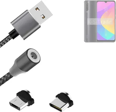 Produktbild von K-S-Trade Hochwertiges Magnet-Lade-kabel Sync-Kabel Daten-Kabel für Xiaomi Redmi A3 mit USB-Typ-C-Anschluss und Micro-USB-Anschluss 2A bis zu 480mbps