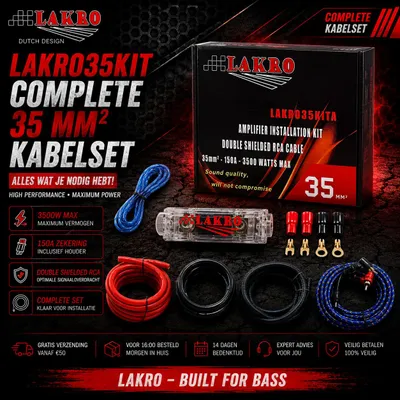 Productafbeelding van LAKRO35KIT - Complete kabelset - 35 mm² - 5 meter pluskabel