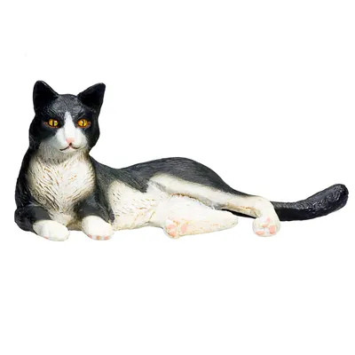 Produktbild von Mojo 387367 Animal Planet Katze liegend Schwarz-Weiß ca. 7 x 4 x 3,5 cm, schwarz