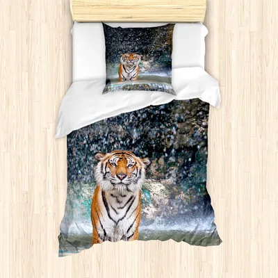 Produktbild von ABAKUHAUS Wasserfall Mantele, Exotische Wildtiere Natur, Milbensicher Allergiker geeignet mit Kissenbezügen, 135 cm x 200 cm - 80 x 80 cm, Mehrfarbig