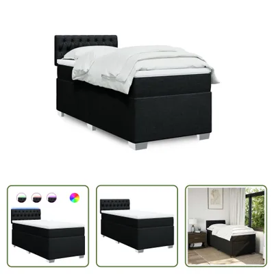 Produktbild von The Living Store Boxspringbett mit Matratze Schwarz 90x200 cm Stoff
