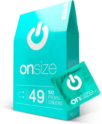 Obrázok produktu pre ON) Kondómy ONsize I šírka 49 mm I 50 kusov I tenká hrúbka steny 0,07 mm I prémiová jemnosť I vegánske I pre mužov