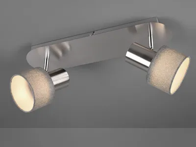 Produktbild von Design Deckenstrahler runde Lampenschirme Stoff 2 Spots schwenkbar Deckenlampen