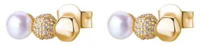 Imagen del producto de Pendientes largos dorados con circonitas y perlas, modelo Azzurra RZAZ025
