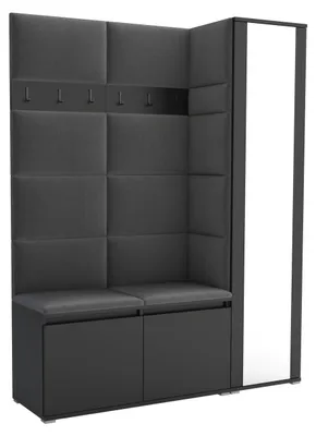 Produktbild von Garderobe LUTON 7 BLACK 15 - Farbe: schwarz, moderne Garderobe 40x145x186 cm, funktionelle Lösung für den Flur, Garderobe, Möbel für den Flur,