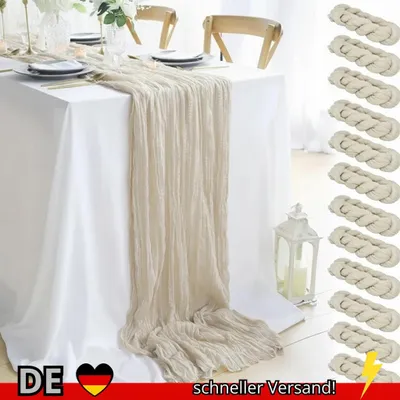 Produktbild von 90 X 400 Cm Halbtransparenter Gaze-Tischläufer für Hochzeitsempfang