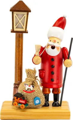 Produktbild von Kaladia Räuchermännchen Weihnachtsmann mit LED Laterne - Maße ca. 19x11x7cm, für Räucherkerzen Größe M (Standard) - 30159-19