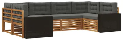 Produktbild von vidaXL Outdoor-Sofagarnitur mit Kissen 6 pcs Natur und Anthrazit