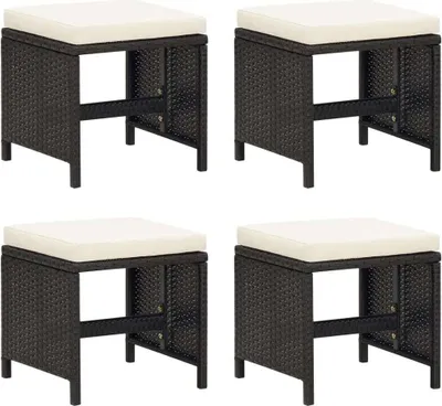 Produktbild von Gartenhocker 4 Stk. mit Sitzkissen Poly Rattan Schwarz , Gartenstühle Design 2024