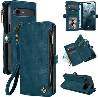 Produktbild von Handy Hülle für Apple iPhone 17 Air Geldbeutel Geldbörse RFID Schutz Klapphülle Cover Schutzhülle Wallet Farbe: Petrol