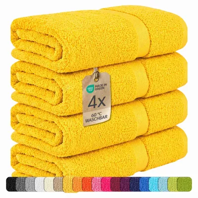 Produktbild von etérea Carli Frottier 100% Baumwolle 500 g/m² – 4er Set Saunatücher Gelb 80x200 cm