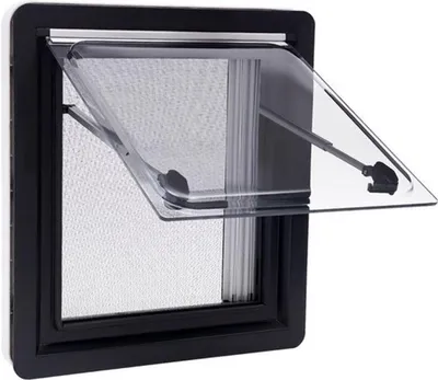 Obrázek produktu pro Střešní okno pro karavany - 450x500 mm - Matně černé hliníkové a akrylátové ventilační okno
